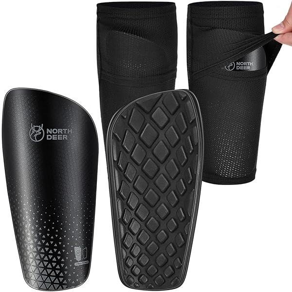 Top Soccer Shin Guards for Boys & Girls - Protective Sleeves with Insert Pocket (Black M) - Ultimate Kids Soccer Gear