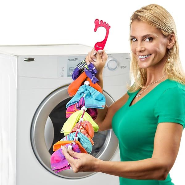SockDock: Ultimate Sock Laundry Solution for Washing, Drying & Storing Socks in Pairs - 2-Pack Red