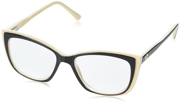 Sofia Vergara Foster Grant Women's Gloria Square Reading Glasses Black Ivory 51mm 1.75 Stylish and Comfortable Eyewear