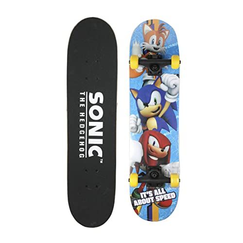 Sonic The Hedgehog 31-Inch Skateboard: 9-Ply Maple Deck for Cruising, Carving, Tricks & Downhill Fun