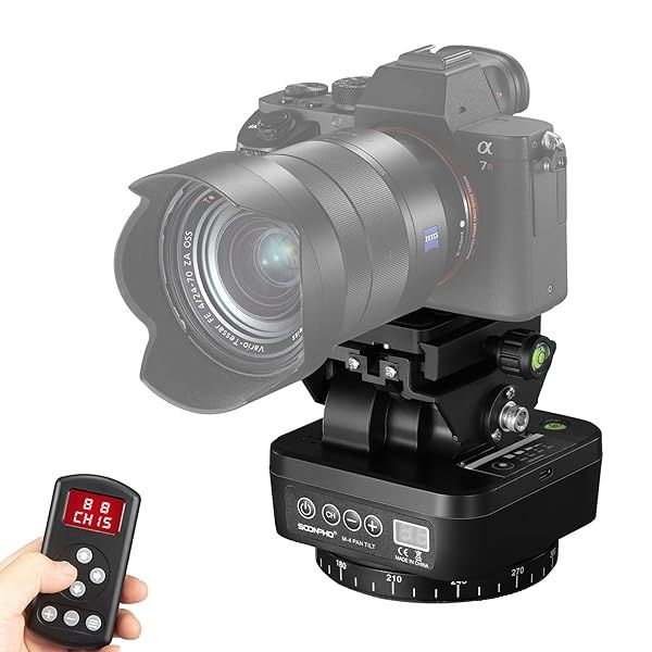 Buy Soonpho M4 Motorized Rotating Tripod Head - Remote Control Pan Tilt for DSLR, Camcorders & Smartphones
