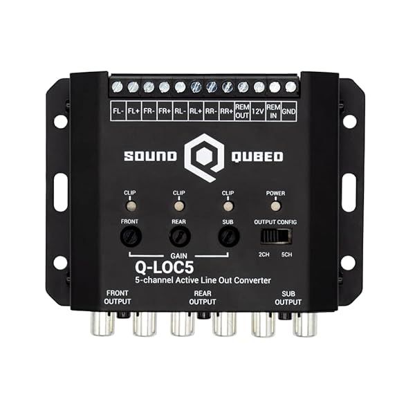 SoundQubed Active 5-Channel Car Audio Line Out Converter - High to Low Signal Adapter for Superior Sound Quality