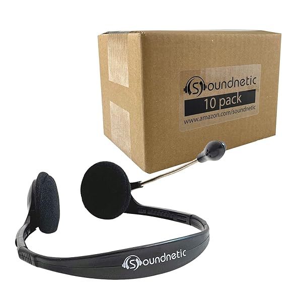 Soundnetic Disposable Stereo Classroom Headset with Boom Microphone 10 Pack for Clear Audio and Classroom Use