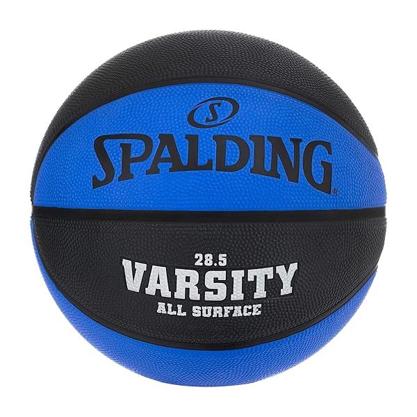 "Spalding Varsity Blue/Black 28.5" Outdoor Basketball - Durable & High-Performance for All Courts"