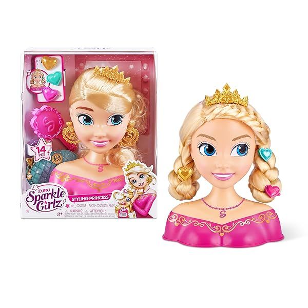Sparkle Girlz Princess Hair Styling Head with 14 Accessories by ZURU - Perfect Gift for Creative Kids!