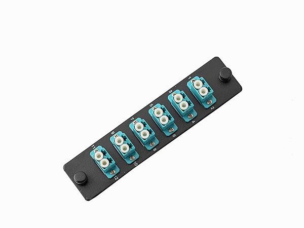 SpeedyFiberTX 1-Pack LGX Compatible Fiber Patch Panel 12 Fibers Loaded with Aqua LC Couplers Adapters 12-Fiber Ports Printed Port Numbers