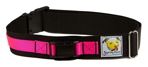 Squishy Face Studio Hands Free Dog Leash Belt for Small to Medium Dogs in Neon Pink
