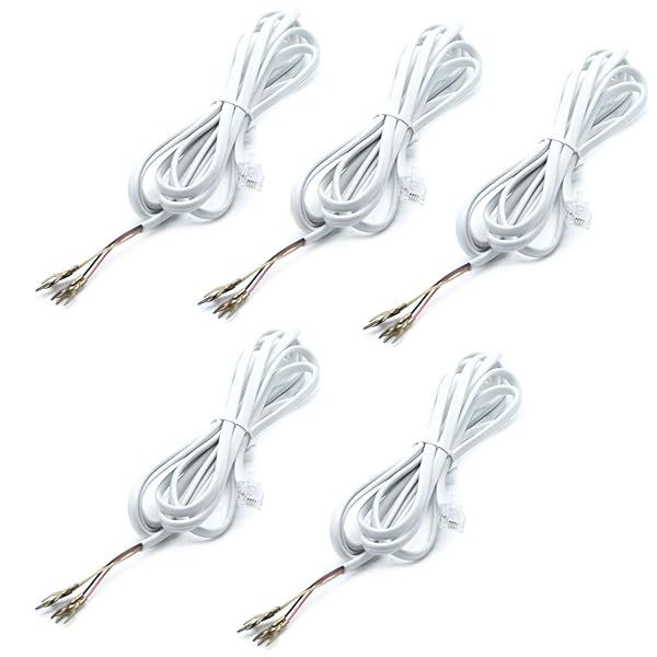 Sscon 5pcs 6P4C RJ11 to 4 Spade Lug Telephone Cord Cable Connector White 6.6Ft