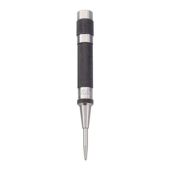 "Starrett 18A Steel Automatic Center Punch - Adjustable Stroke, 5" Length, Lightweight Knurled Handle"