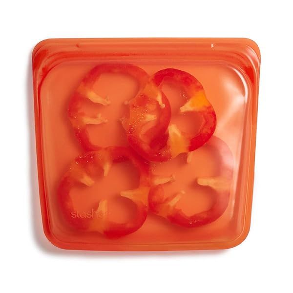 Stasher Silicone Food Storage Bag - Eco-Friendly, Leakproof, Reusable, 28 Oz for Cooking, Freezing & Sous Vide - Citrus Color