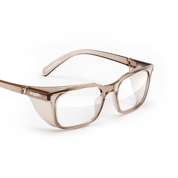 Stoggles Rectangle Z87.1 Certified Polycarbonate Safety Glasses, Scratch and Shatter-Proof, Blue-Light and UV Blocking Lens, Top and Side Shields,
