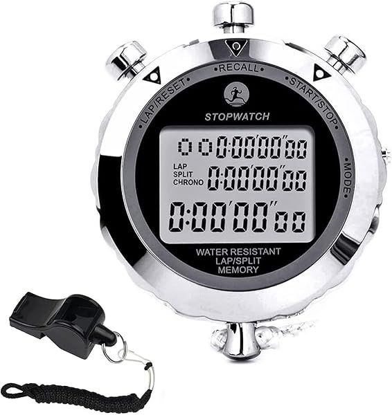 Rolilink Digital Stopwatch Timer: 0.01s Precision, 10 Lap Memory & Large Display for Coaches & Runners