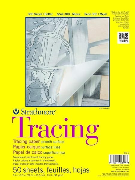 Strathmore 300 Series Tracing Paper Pad 9x12 - 50 Sheets for Artists & Students | Tape Bound, 25lb Quality