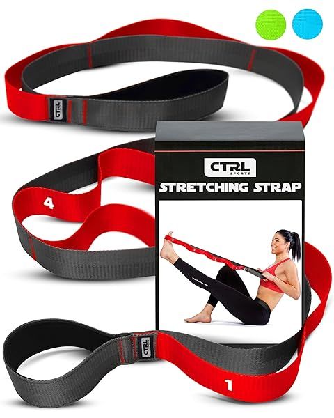 Non-Elastic Stretching Strap with Loops for Yoga & Physical Therapy - Enhance Flexibility & Recovery
