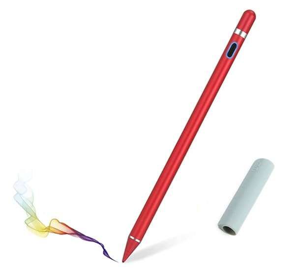 Stylus Pen Replacement for Apple iPad Pro, Mini & Air - 1st Gen Compatible, Free Holder Included (Red)