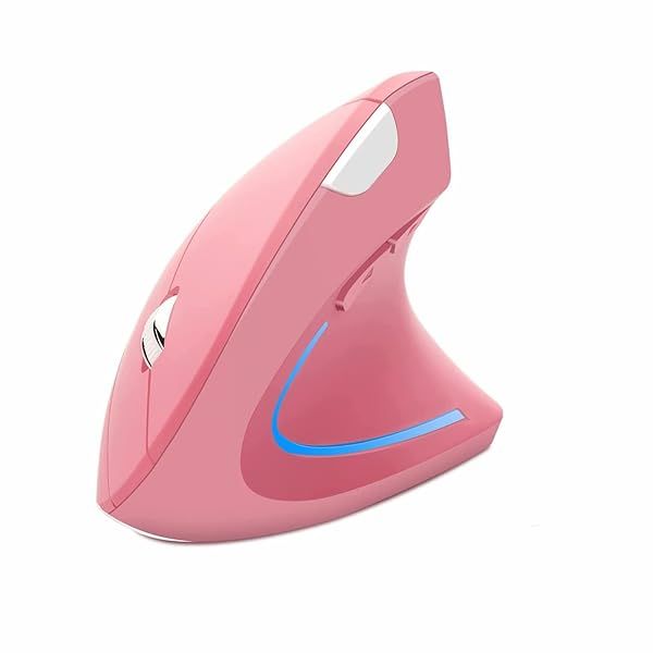 Sunffice Ergonomic Vertical Mouse - Wireless 2.4G High Precision Optical Mice for PC, Laptop & Mac (Pink, 800/1200/1600 DPI)