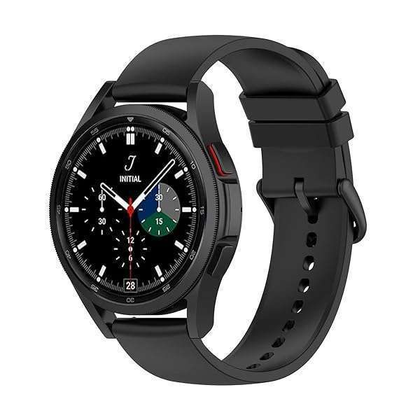 Suoman Adjustable Soft Silicone Band for Samsung Galaxy Watch 4/5/6 - 20mm Replacement Strap in Black