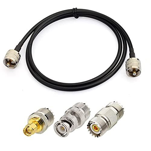 Superbat 3ft PL259 Coax Cable with SMA BNC SO239 Adapter Kit for HAM Radio Antenna Analyzer Dummy Load SWR Meter