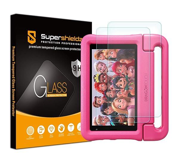 Supershieldz 2 Pack Tempered Glass Screen Protector for Dragon Touch KidzPad Y88X 7 Kids Tablet Anti Scratch Bubble Free