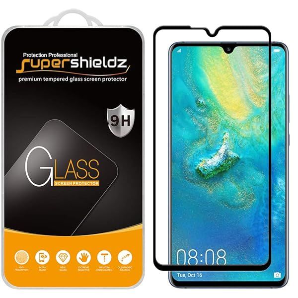 Supershieldz 2 Pack Tempered Glass Screen Protector for Huawei Mate 20 X Full Screen Coverage Anti Scratch Bubble Free Black