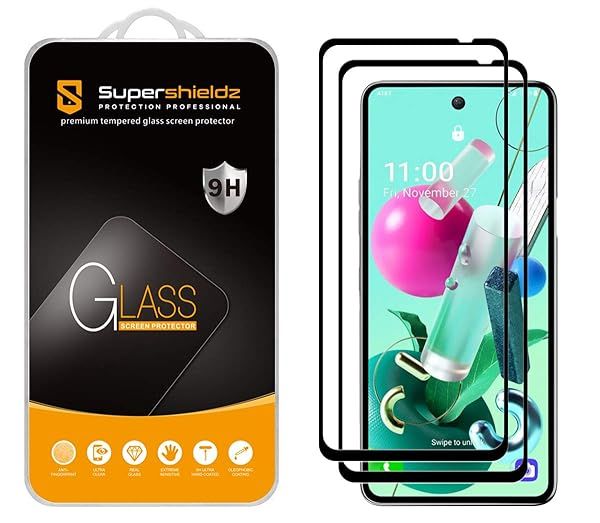 Supershieldz 2 Pack Tempered Glass Screen Protector for LG K92 5G Full Screen Coverage Anti Scratch Bubble Free Black