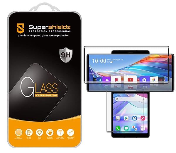 Supershieldz 2 Pack Tempered Glass Screen Protector for LG Wing Anti Scratch Bubble Free Dual Screen Protection