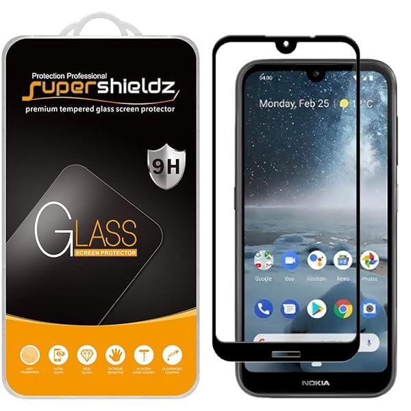 Supershieldz 2 Pack Tempered Glass Screen Protector for Nokia 4.2 Full Screen Coverage Anti Scratch Bubble Free Black