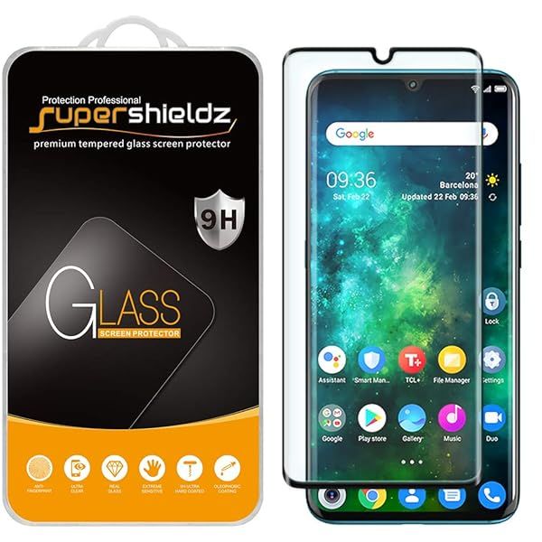 Supershieldz 2 Pack Tempered Glass Screen Protector for TCL 10 Pro Full Cover 3D Curved Anti Scratch Bubble Free Black