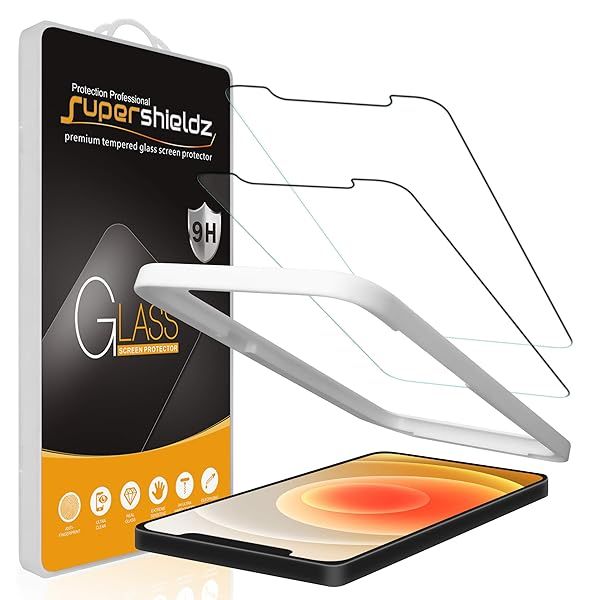 Supershieldz 2 Pack Tempered Glass Screen Protector for iPhone 12 and 12 Pro 6.1 inch Easy Installation Anti Scratch Bubble Free