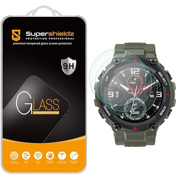 Supershieldz 3 Pack Tempered Glass Screen Protector for Amazfit T-Rex and T-Rex Pro Anti Scratch Bubble Free