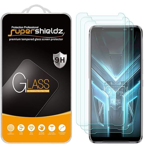 Supershieldz 3 Pack Tempered Glass Screen Protector for Asus ROG Phone 3 Anti Scratch Bubble Free