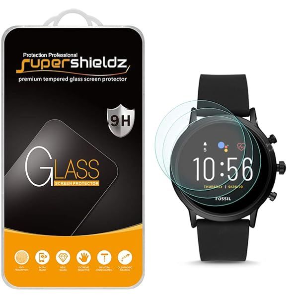 Supershieldz 3 Pack Tempered Glass Screen Protector for Fossil Gen 5 Smartwatch Carlyle HR Anti Scratch Bubble Free
