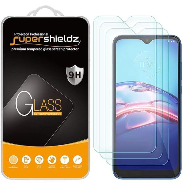 Supershieldz 3 Pack Tempered Glass Screen Protector for Motorola Moto E 2020 Anti Scratch Bubble Free