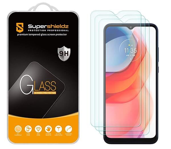 Supershieldz 3 Pack Tempered Glass Screen Protector for Motorola Moto G Play 2021 Anti Scratch Bubble Free