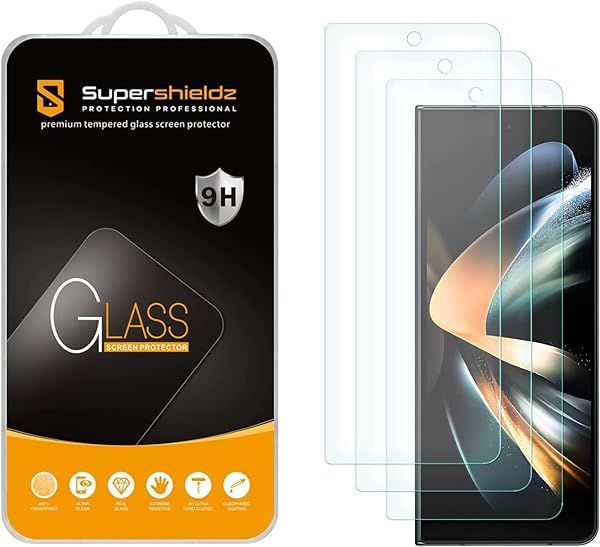 Supershieldz (3 Pack) Designed for Samsung Galaxy Z Fold 4 5G (Front Screen Only) Tempered Glass Screen Protector, 0.33mm, Case Friendly, Anti