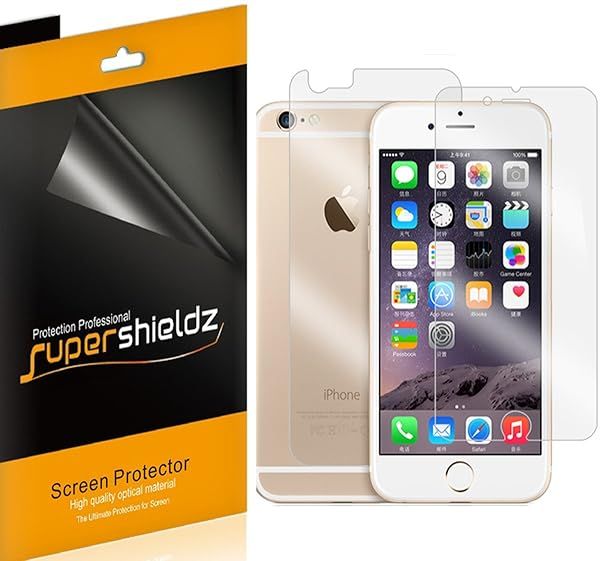 Supershieldz iPhone 6 Plus/6S Plus Screen Protector - 3 Front & 3 Back Anti-Bubble HD Clear Shields