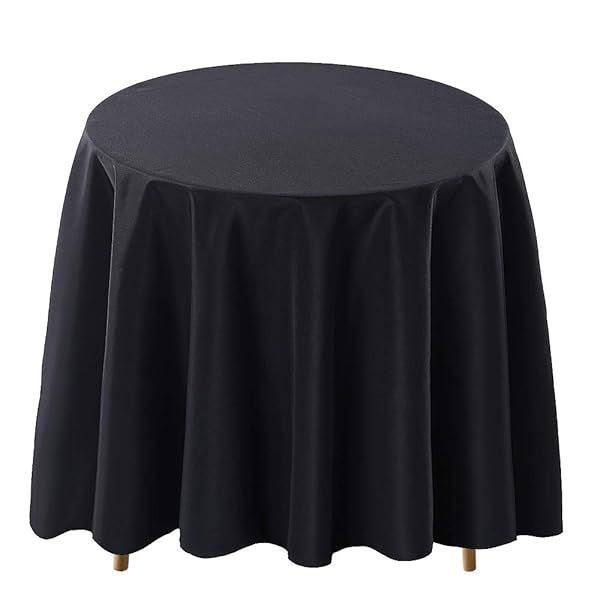 Surmente 120-Inch Black Round Tablecloths for Weddings, Banquets & Restaurants - Elegant Table Decor
