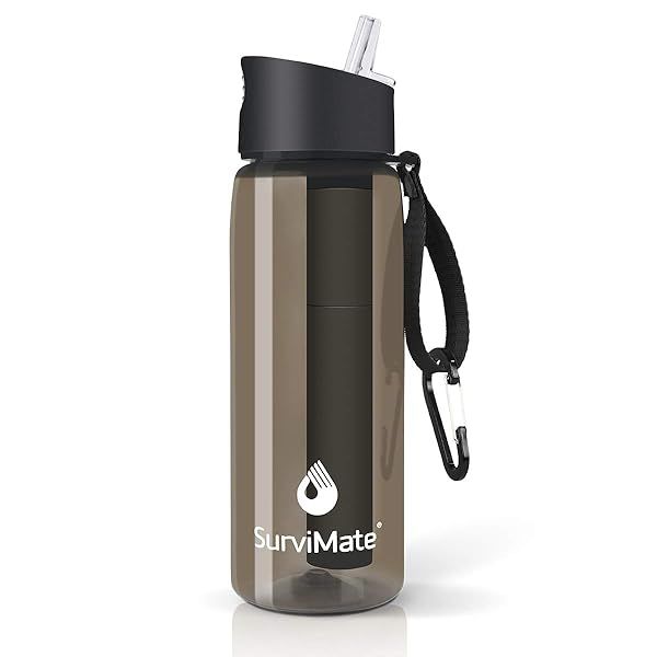 SurviMate 5-Stage Ultra-Filtration Water Bottle: BPA-Free, NSF Certified for Camping & Survival