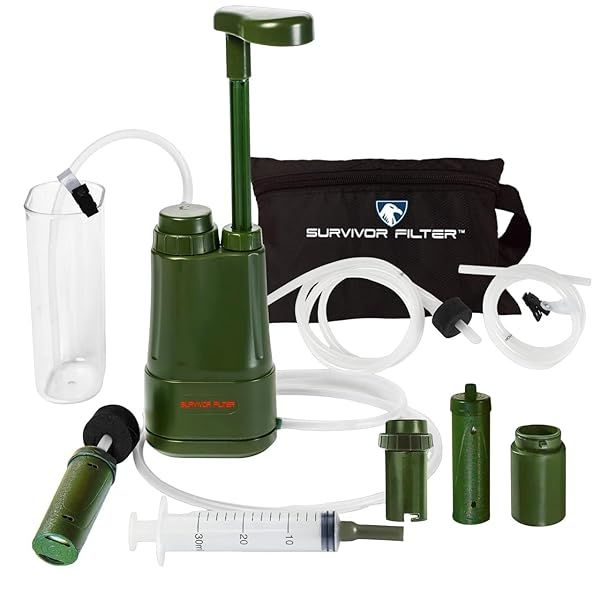 Survivor Filter PRO Extender: Portable Water Filter Pump with Extra Replacement Filters for Clean Water Anywhere