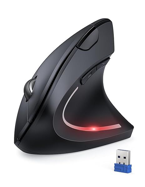 TECKNET Ergonomic Wireless Vertical Mouse - 4800 DPI, 6 Buttons, Ideal for Laptop & PC, Reduces Carpal Tunnel Pain