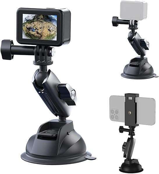 TELESIN Aluminum Suction Cup Mount for GoPro & Insta360 - Windshield & Dashboard Accessory