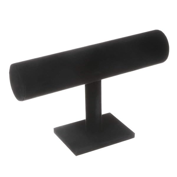 Stylish TENINYU Black Velvet Jewelry Display Stand: T-Bar Bracelet, Necklace, Earring & More for Home Organization