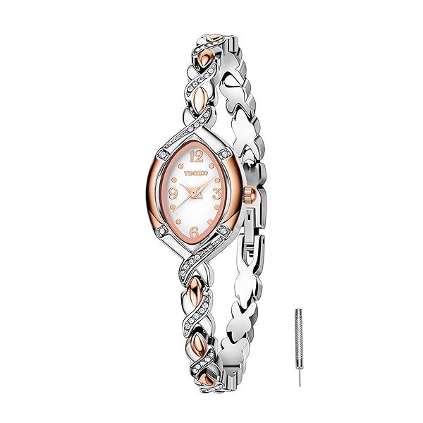 TIME100 Women's Crystal Oval Dial Watch - Stylish Waterproof Bracelet for Fashionable Ladies