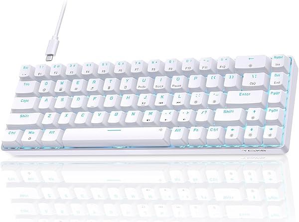 TMKB T68SE Gaming Keyboard, 60% Mechanical Keyboard, LED Backlit Ultra-Compact 68 Keys Wired Mini Keyboard with Separate Arrow Control Keys for