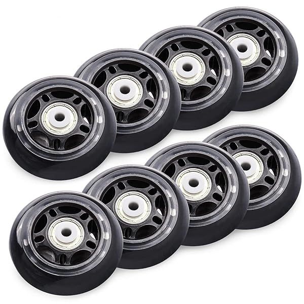 TOBWOLF 8 Pack 70mm 82A Indoor Inline Skate Wheels with ABEC-7 Bearings - Perfect for Skating, Scooters & Luggage - Black