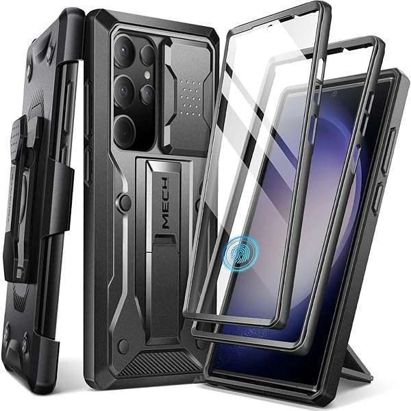 TONGATE for Samsung Galaxy S23 Ultra Case,   Military Grade Shockproof S23 Ultra Phone Case with Kickstand &amp; Belt-Clip 6.8&amp;quot;, Black