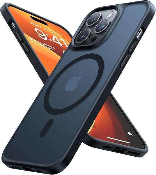 TORRAS Magnetic Guardian Case for iPhone 14 Pro Max - Slim Translucent Matte in Mystic Black