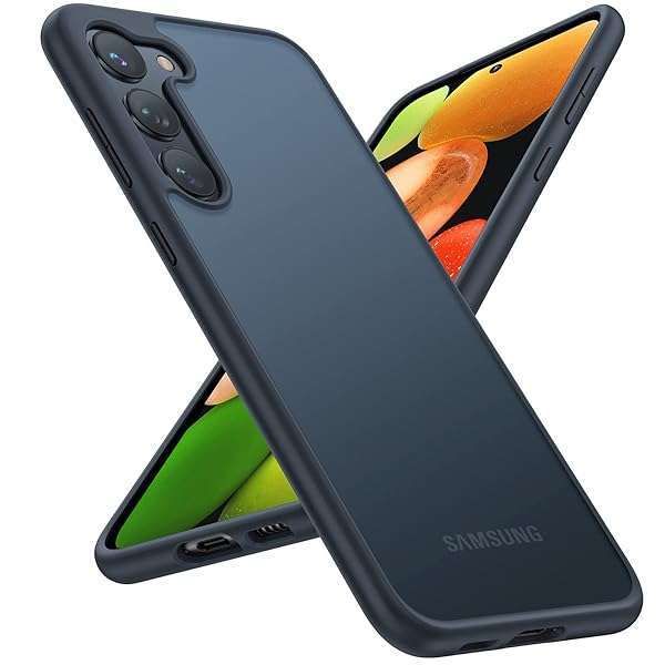 TORRAS Shockproof Samsung Galaxy S23 Case - Slim Translucent Matte Hard Back & Soft Edge Guardian Series, Black