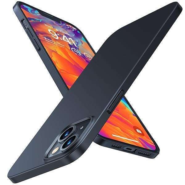 TORRAS Slim Fit iPhone 14/13 Case - Ultra-Thin, Anti-Scratch, No Fingerprint Protection in Chimney Black