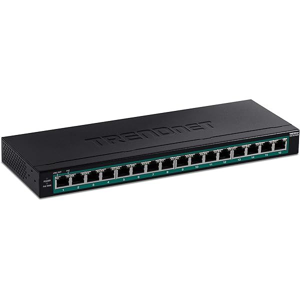 TRENDnet 16-Port Gigabit PoE+ Switch TPE-TG160H: 123W Power Budget, 32 Gbps, Rack Mountable, Lifetime Warranty